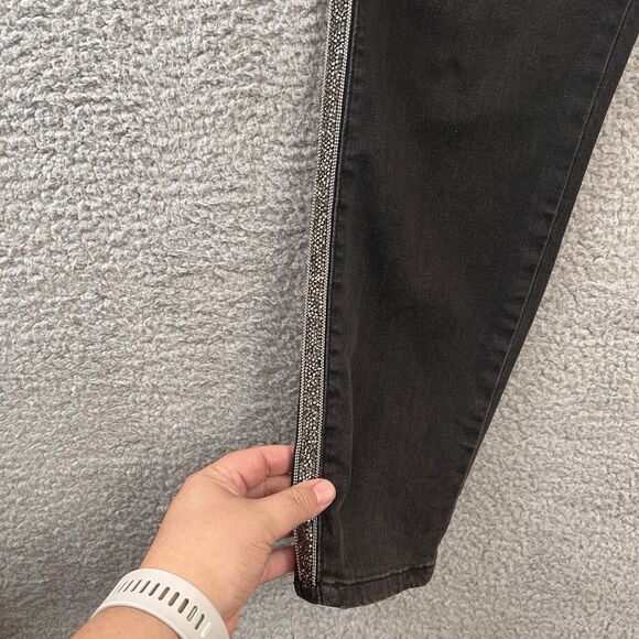 Tommy Bahama Tema Indigo High Rise Sparkle Tux Ankle Jeans Women Dark Wash 12x28 - Picture 5 of 9